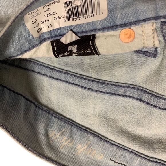 NWT 7 for All Mankind Dojo Crop Capri Wide Leg Light Wash Denim Rigid Jean 25 - Picture 10 of 10